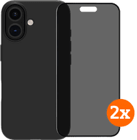 BlueBuilt Back Cover iPhone 16 Black + Privacy Filter Glass Screen Protector Duo Pack