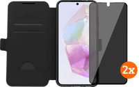 BlueBuilt Samsung Galaxy A36 Book Case Black + Privacy Filter Screen Protector Duo Pack