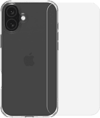 BlueBuilt Protective Back Cover iPhone 16 Plus Transparent + Screen Protector Glass