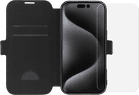 BlueBuilt Apple iPhone 16 Pro Book Case Leder Schwarz + Panzerglas
