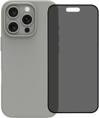 BlueBuilt Back Cover iPhone 16 Pro Gray + Privacy Filter Glass Screen Protector