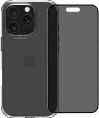 BlueBuilt Protective Backcover iPhone 16 Pro Transparent + Blickschutz Panzerglas