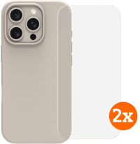 BlueBuilt Backcover iPhone 16 Pro Beige + Panzerglas Doppelpack