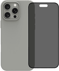 BlueBuilt Back Cover iPhone 16 Pro Max Gray + Privacy Filter Glass Screen Protector