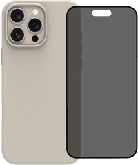 BlueBuilt Back Cover iPhone 16 Pro Max Beige + Privacy Filter Glass Screen Protector