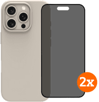 BlueBuilt Back Cover iPhone 16 Pro Beige + Privacy Filter Screen Protector Glass Duo Pack