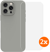 BlueBuilt Backcover iPhone 16 Pro Max Grau + Panzerglas Doppelpack