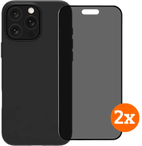 BlueBuilt Back Cover iPhone 16 Pro Max Black + Privacy Filter Screen Protector Duo Pack