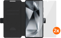 BlueBuilt Samsung Galaxy S25 Ultra Book Case Schwarz + Panzerglas Doppelpack