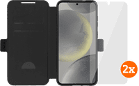 BlueBuilt Galaxy S25 Plus Book Case Schwarz + Panzerglas Doppelpack