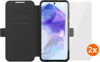 BlueBuilt Samsung Galaxy A56 Book Case Schwarz + Panzerglas Doppelpack