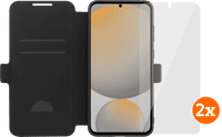 BlueBuilt Samsung Galaxy S25 FE Book Case Schwarz + Panzerglas Doppelpack