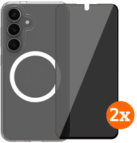 BlueBuilt Protective Cover Magnet Galaxy S25 Transparent + Privacy Protector Doppelpack