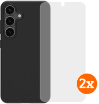 BlueBuilt Samsung Galaxy S25 Backcover Schwarz + Panzerglas Doppelpack