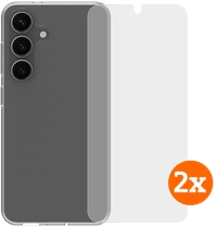 BlueBuilt Back Cover Samsung Galaxy S25 Transparent + Screen Protector Glass Duo Pack