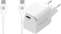 BlueBuilt Power-Delivery-Ladegerät 45 W + USB-C-Kabel 1,5 m Nylon Weiß