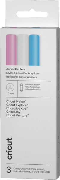 Cricut Acrylic Gel Pens 1.0mm (Set of 3) + Adapter