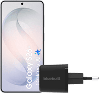 Samsung Galaxy S26 Plus 256GB Weiß 5G + BlueBuilt Ladegerät 45 Watt Schwarz