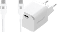 BlueBuilt Power-Delivery-Ladegerät 20 W + USB-C-Kabel 3 m Nylon Weiß