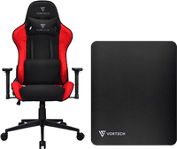 Vortech Essential Gaming-Stuhl Rot + Vortech Bodenschutzmatte Schwarz