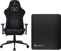 Vortech Essential Gaming-Stuhl Schwarz + Vortech Bodenschutzmatte Schwarz
