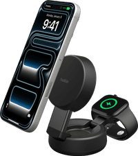 Belkin UltraCharge Pro 2-in-1 MagSafe Kabelloses Ladegerät mit Ständer Qi2 25 W Schwarz