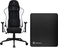 Vortech Essential Gaming-Stuhl Weiß + Vortech Bodenschutzmatte Schwarz