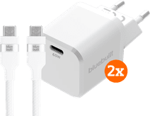 BlueBuilt 65 W GaN-USB-C-Ladegerät Weiß + USB-C-Kabel 240 W 2 m Nylon Smartphone, Tablet und Smart-Uhr im Angebot