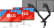 LG 27UP850K-W.AEU Doppelpack + BlueBuilt Monitorhalterung Mechanische Feder für 2 Monitore 27 Zoll Monitor-Set