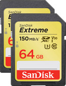 SanDisk SDXC Extreme, 64 GB, 150 MB/s, Duo-Pack SD-Karte