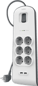 Belkin Surge Protector 6 Steckdosen 2 Meter 2x USB Steckdose