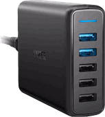 Anker PowerPort Speed Charger 5 USB Ports 18W Quick Charge 3.0 Black Samsung S24 charger