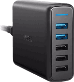 Anker PowerPort Speed Ladegerät 5 USB-Anschlüsse 18 W Quick Charge 3.0 Schwarz Apple iPhone 14 Ladegerät