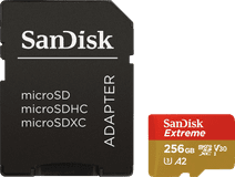 SanDisk MicroSDXC Extreme, 256 GB, 160 MB/s + SD-Adapter MicroSD-Karte