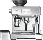 Sage the Oracle Touch Stainless Steel Piston machine with a bean grinder