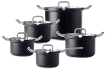 BK-Q-Linair Master Glass Black Cookware Set 5-piece Saucepan