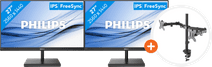 2x Philips 275E1S/00 + NewStar FPMA-D550DBLACK Monitor recommended for dual or triple set-ups