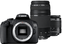Canon EOS 2000D + EF-S 18-55mm f/3.5-5.6 DC III + EF 75-300mm f/4-5.6 DC III Top 10 der meistverkauften Spiegelreflexkameras