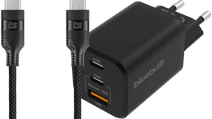 BlueBuilt Power-Delivery-Ladegerät 2 USB-C-Ports 65 W + USB-C-Kabel 1,5 m Nylon Schwarz Samsung S26 Ladegerät