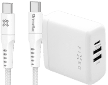 Festnetz-Ladegerät mit 3 USB-Anschlüssen 60 W + XtremeMac USB-C-Kabel 2,5 m Nylon Weiß OnePlus Ladegerät