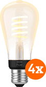 Philips Hue Filament Light White Ambiance Edison E27 4-pack Philips HUE E27 fitting