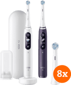 Oral-B iO - 8n Weiß und Lila Duopack + Aufsteckbürsten iO Ultimate Clean (8 Stück) Oral B elektrische Zahnbürste