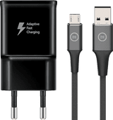 Samsung-Adaptive-Fast-Charge-Ladegerät 15 W + BlueBuilt-Micro-USB-Kabel 1,5 m Nylon Schwar OnePlus Ladegerät
