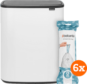 Brabantia Bo Touch Bin 2 x 30 Liter White + Müllbeutel (120 Stück) Brabantia Bo Mülleimer