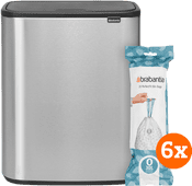 Brabantia Bo Touch Bin 2 x 30 Liter Edelstahl Fingerprint Proof + Müllbeutel (120 Stück) Brabantia Bo Mülleimer