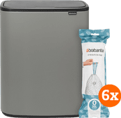 Brabantia Bo Touch Bin 2 x 30 Liter Mineralbeton-Grau + Müllbeutel (120 Stück) Brabantia Bo Mülleimer