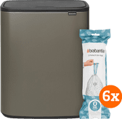 Brabantia Bo Touch Bin 2x 30L Platinum + Trash Bags (120 units) Large trash can