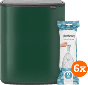 Brabantia Bo Touch Bin 2 x 30 Liter Pine Green + Müllbeutel (120 Stück) Brabantia Bo Mülleimer