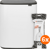 Brabantia Bo Touch Bin 60 Liter Weiß + Müllbeutel (120 Stück) Brabantia Bo Mülleimer