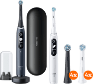 Oral-B iO Series 7n Doppelpack Schwarz und Weiß + iO Ultimate Clean Aufsteckbürsten (8 Stü Oral B elektrische Zahnbürste